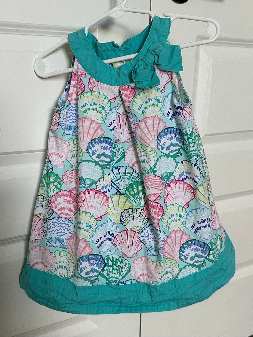 Gymboree Teal Trim Multicolor Shell-Print Dress